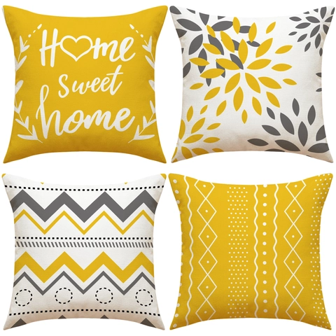 Nordic Style Linen Cotton Decorative Throw Pillow Covers Geometric Letter Print Square Cushion Covers For Sofa Living Room Home Decor
