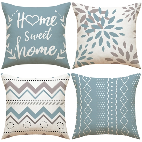 Nordic Style Linen Cotton Decorative Throw Pillow Covers Geometric Letter Print Square Cushion Covers For Sofa Living Room Home Decor