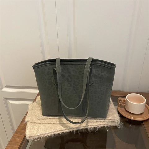 Sac Cabas Vintage À Imprimé Léopard De Grande Capacité En Faux Daim Pour Femmes Travail Quotidien