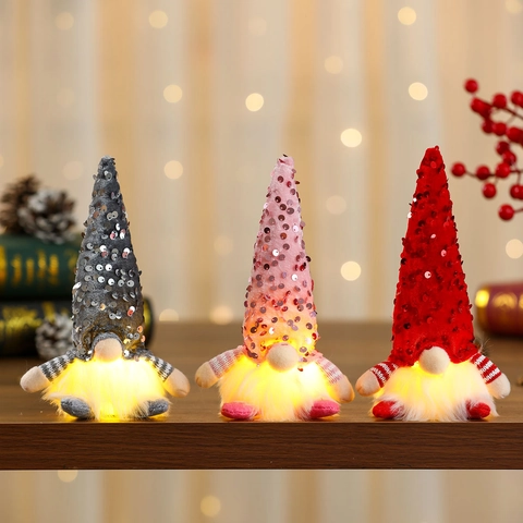 Glowing Sequin Christmas Gnome Plush Faceless Doll Ornament For Valentine's Day Holiday Home Desktop Decoration Gift
