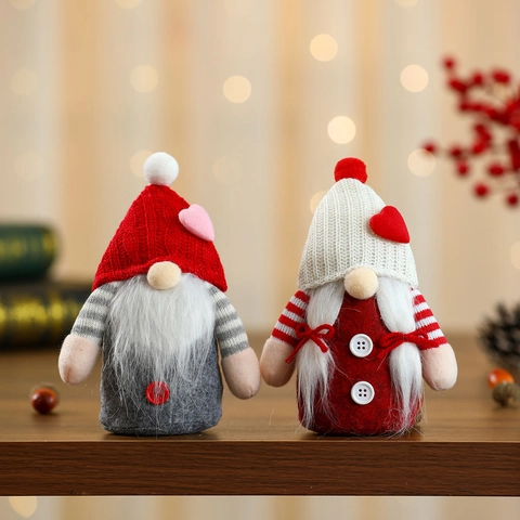 Gnomo De San Valentín Navidad Muñecos De Peluche Sombrero De Punto Corazón Duende Enano Sin Cara Adorno Decoración De Escritorio