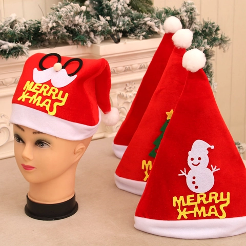 Cappello di Natale in Cartone Animato Morbido Velluto Babbo Natale Pupazzo di Neve Renna Albero Per Adulti Festa di Natale Accessori