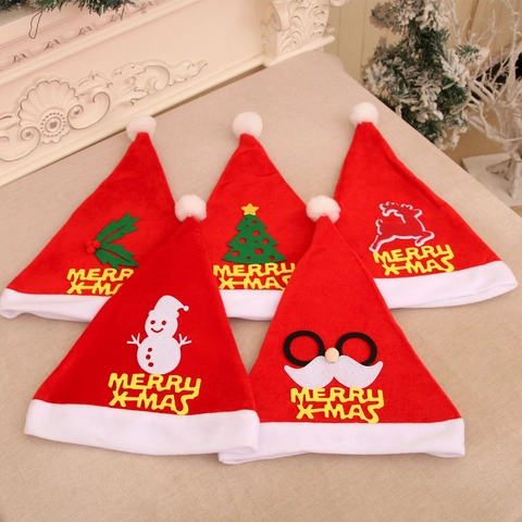 Cappello di Natale in Cartone Animato Morbido Velluto Babbo Natale Pupazzo di Neve Renna Albero Per Adulti Festa di Natale Accessori
