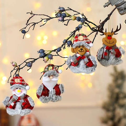 Addobbi Natalizi Da Appendere Decorazioni Albero Di Natale Peluche Tessuto Babbo Natale Pupazzo Di Neve Renna Orso Bambola Decorazione