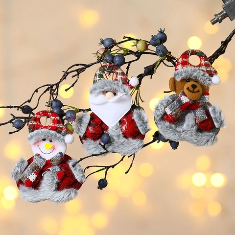 Addobbi Natalizi Da Appendere Decorazioni Albero Di Natale Peluche Tessuto Babbo Natale Pupazzo Di Neve Renna Orso Bambola Decorazione