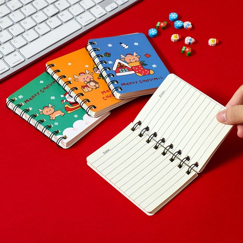 Mini Taccuino A Spirale Di Natale Blocco Note Da Tasca Carta Cartone Animato Babbo Natale Alce Regalo