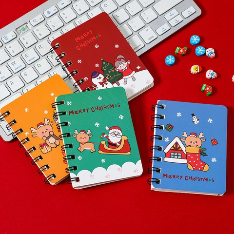 Mini Taccuino A Spirale Di Natale Blocco Note Da Tasca Carta Cartone Animato Babbo Natale Alce Regalo
