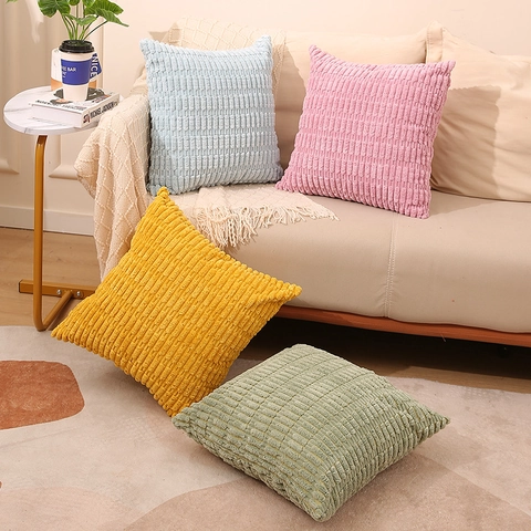 Einfarbig Cord Kissenbezug Gestreifte Weiche Kissenhülle Für Sofa Wohnzimmer Heimdeko Maiskörnersamt