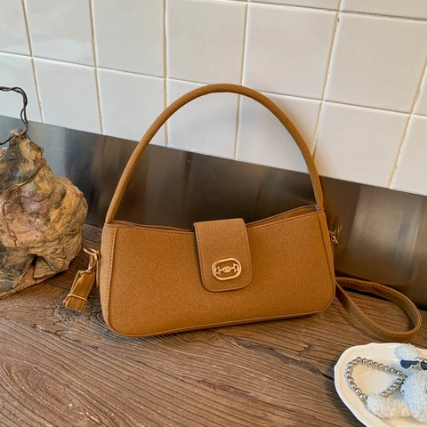 Vintage Französische Baguette Tasche Für Damen PU Leder Unterarm Schulter Umhängetasche Mit Goldener Schnalle