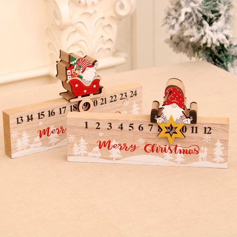 Wooden Christmas Countdown Calendar 24 Days Advent Calendar Santa Claus Gnome Desktop Ornament Home Holiday Decor Gift