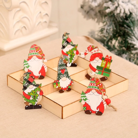 Weihnachts Holz Gnom Auto Hänger Baumschmuck Bemaltes Holz Hanfseil Lanyard Feiertag Haus Deko