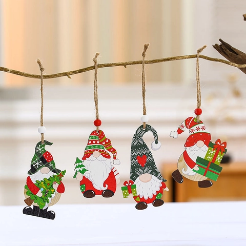 Weihnachtswichtel Holz Ornamente Dekorative Faceless Old Man Anhänger Mit Hanfseil Für Weihnachtsbaum Dekoration