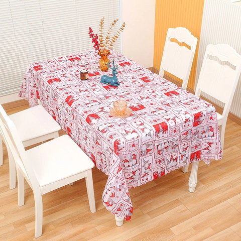 Christmas Rectangle Tablecloth Polyester Festive Dining Table Cover Santa Gnome Reindeer Plaid Pattern Holiday Home Party Decor