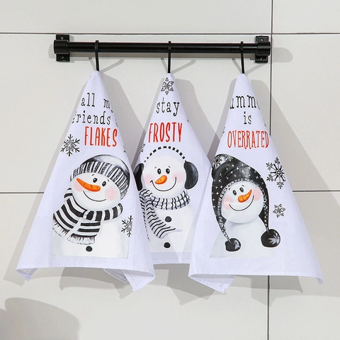 Christmas Snowman Kitchen Hand Towel Absorbent Microfiber Hanging Bathroom Towel With Funny Quotes Winter Holiday Home Decor
