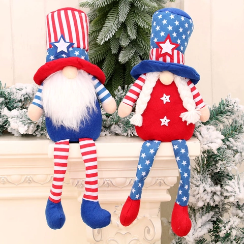 Gnomes en Peluche Patriotiques Jour de l'Indépendance Décoration Drapeau Américain Ornement de Bureau Décoration de Maison Accessoire Festif