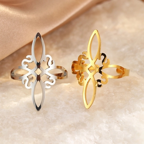 Hexenknoten Ring 304 Edelstahl Durchbrochen Geometrisch Wicca Verstellbar Vintage Chic Schmuck Für Damen Herren