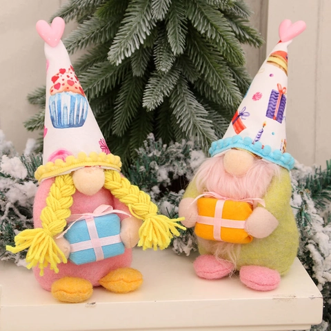 Poupée en Peluche Gnome Saint Valentin Anniversaire Sans Visage Scandinave Tomte Ornement Cœur Cupcake Fête Maison