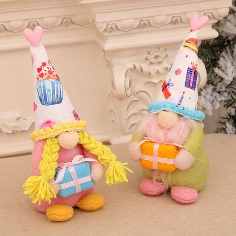 Poupée en Peluche Gnome Saint Valentin Anniversaire Sans Visage Scandinave Tomte Ornement Cœur Cupcake Fête Maison