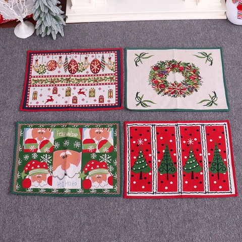 Alfombrilla Decorativa de Navidad de Caucho Punto Antideslizante Felpudo Con Papá Noel Reno Árbol Corona Diseño para Entrada Hogar Fiesta