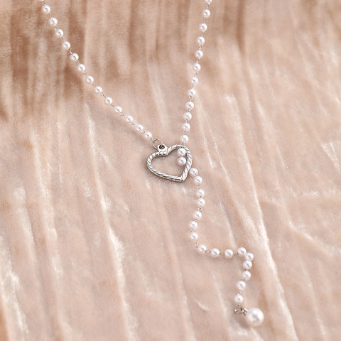 Collana A Forma Di Y Con Ciondolo A Cuore In Acciaio Inossidabile E Perla Artificial Sintetica Gioielli Eleganti Da Donna