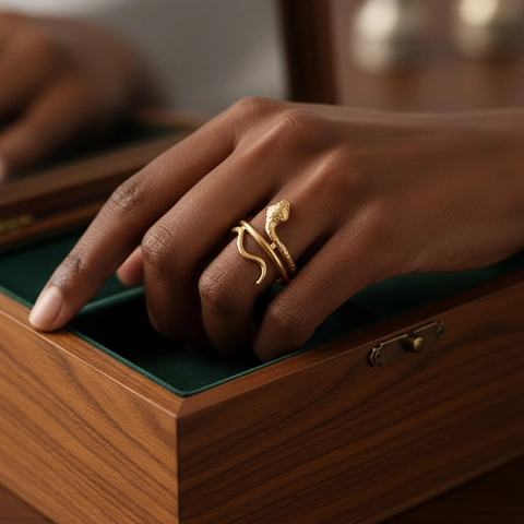 Schlange Offener Ring Edelstahl 18K Vergoldet Punk Übertrieben Verstellbar Tier Finger Schmuck Für Frauen Männer