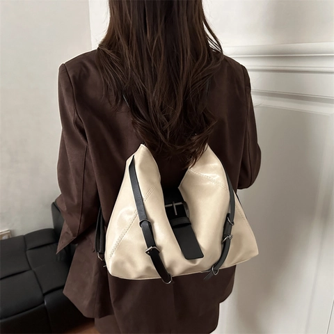 Vintage Leopard Print Large Capacity Tote Bag For Women PU Leather Shoulder Bag Dual Use Backpack Fashion Autumn Travel Handbag