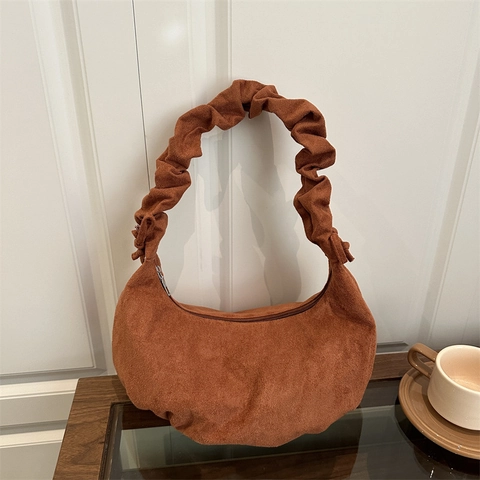 Damen Retro Geraffte Cord Achseltasche Große Kapazität Hobo Bag Matte Wildleder Umhängetasche Chic Cloud Bag Handtasche