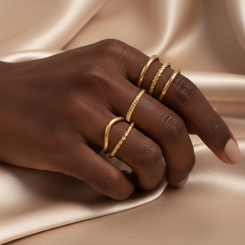 Minimalistische Geometrische Hohl Verstellbare Ringe Set Edelstahl Elegante Offene Fingerring Schmuck Für Frauen