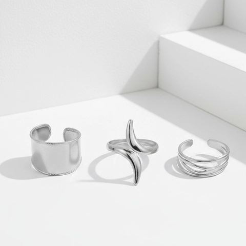 Anelli In Acciaio Inossidabile Superficie Larga Irregolare Aperti Regolabili Geometrici Esagerati Gioielli Di Moda Personalizzati