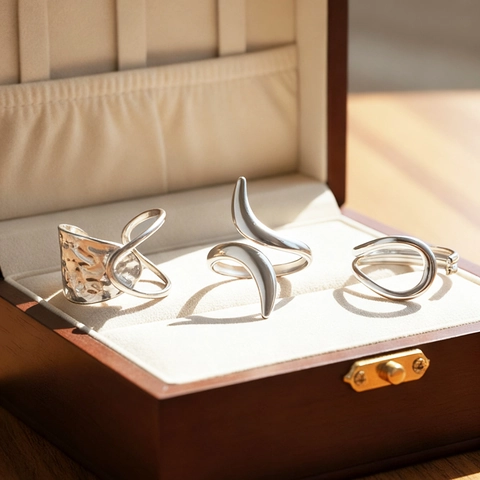 Stainless Steel Geometric Rings Irregular Open Adjustable Minimalist Aesthetic Modern Jewelry Hand Accessories