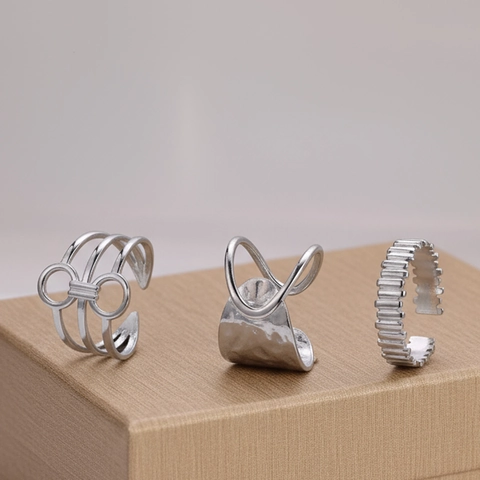 Verstellbare Edelstahl Ringe Für Damen Geometrisches Vertikales Balken Hohles Design Stapelbarer Fingerschmuck Accessoire