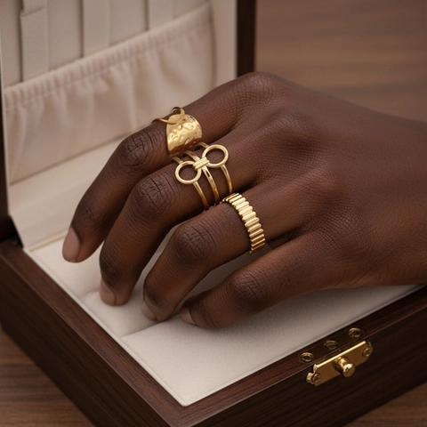 Verstellbare Edelstahl Ringe Für Damen Geometrisches Vertikales Balken Hohles Design Stapelbarer Fingerschmuck Accessoire
