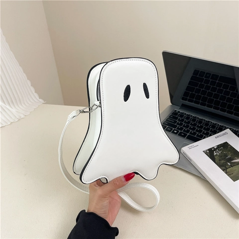 Geist Form Umhängetasche Süße Cartoon PU Leder Halloween Kleine Schultertasche Für Damen