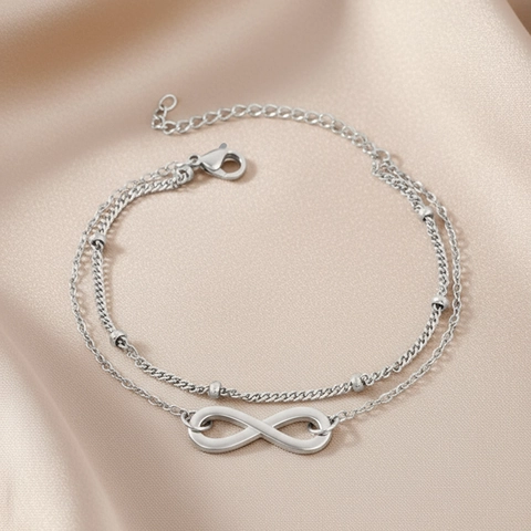 Double Layer Infinity Bracelet Stainless Steel Minimalist Adjustable Chain Jewelry For Women Fashion Accessory