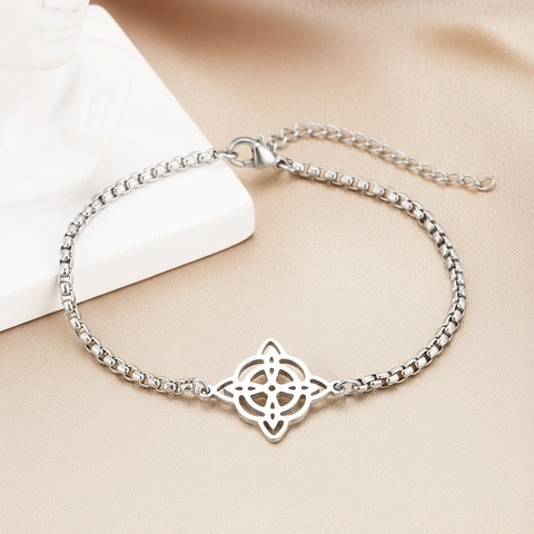 Bracciale Con Ciondolo Nodo Celtico Acciaio Inossidabile Cavo Geometrico Catena Box Gioielli Regolabili Per Donna