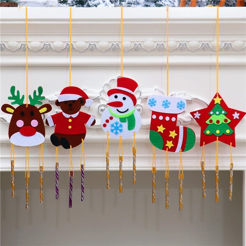 Scacciapensieri Natalizio Fai Da Te in Feltro Renna Pupazzo di Neve Orso Decorazione da Appendere per Casa Festa Regalo Bambini
