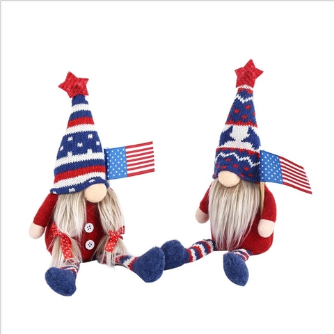 Gnomos Patrióticos del Día de la Independencia Decoraciones de Peluche Gnomo del Cuatro de Julio Con Bandera De EE. UU. Hogar