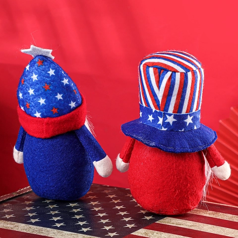 Patriotic Independence Day Gnomes Decorations Red White Blue American Flag Star Stripes Fabric Felt Gnome Plush Ornaments For Home