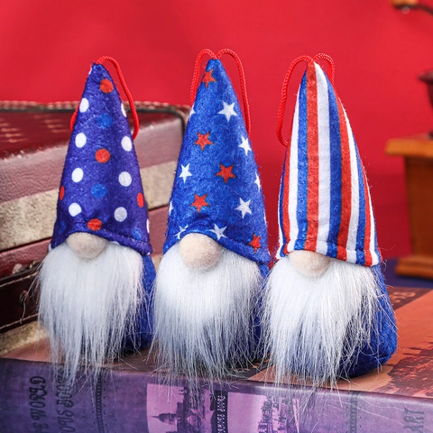 Gnomi del Giorno dell'Indipendenza USA Ornamenti Patriotici Bambola Senza Volto Decorazioni Appese Rosso Bianco Blu Stelle Strisce Peluche