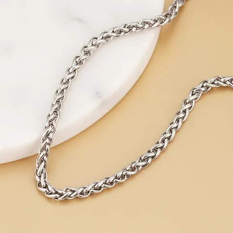 Collana A Catena Di Grano In Acciaio Inossidabile Vintage Placcata Oro 18K Spiga Maglia Torciata Gioielli Minimalisti