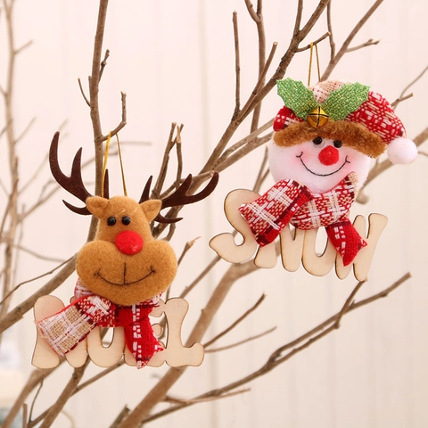 Weihnachten Holz Plüsch Anhänger Weihnachtsmann Schneemann Rentier Bär Mit Buchstabentafel Glocken Baum Deko Für Zuhause