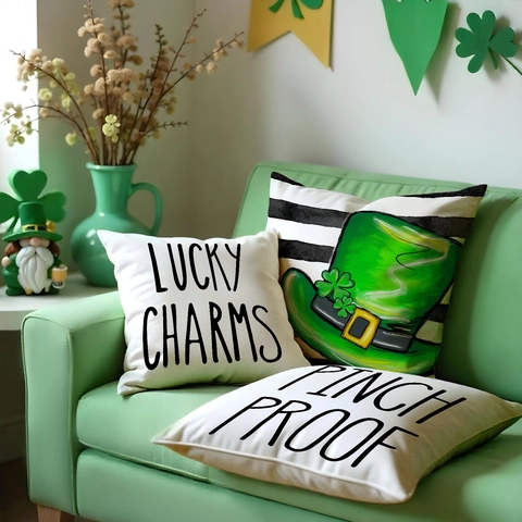 St. Patrick's Day Kussenslopen Linnen Klavertje Lucky Charms Patroon Sierkussenslopen Voor Bank Huis Decoratie Kussenslopen