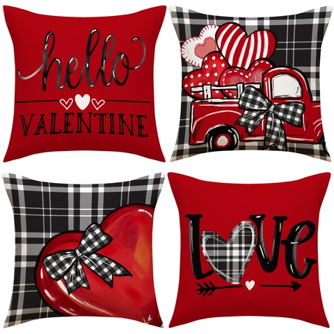 Fodera Per Cuscino Cuore San Valentino Lino Stampato Federa Decorativa Per Divano Soggiorno Decorazione Festiva