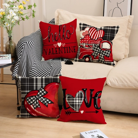 Fodera Per Cuscino Cuore San Valentino Lino Stampato Federa Decorativa Per Divano Soggiorno Decorazione Festiva