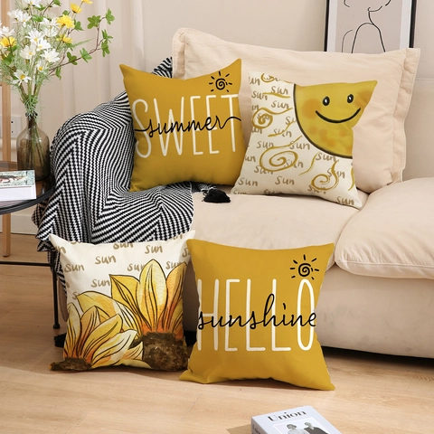 Sommer Sonnenblume Sonne Dekorative Kissenbezug Leinen Kissenhülle Gelb Weiß Sunshine Sweet Summer Home Decor Quadratisch