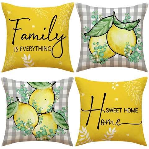 Zomer Decoratieve Sierkussenhoezen Linnen Katoenmix Kussenhoes Voor Sofa Woonkamer Citroen Strand Kabouter Bedrukte Kussenslopen