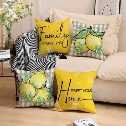 Zomer Decoratieve Sierkussenhoezen Linnen Katoenmix Kussenhoes Voor Sofa Woonkamer Citroen Strand Kabouter Bedrukte Kussenslopen