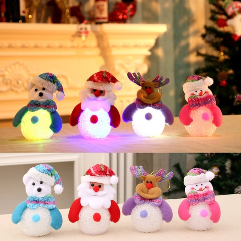 Weihnachten LED Leuchtende EVA Ornamente Weihnachtsmann Schneemann Rentier Bär Glühende Figuren Urlaub Baum Hängende Dekorationen Heim Party Dekor