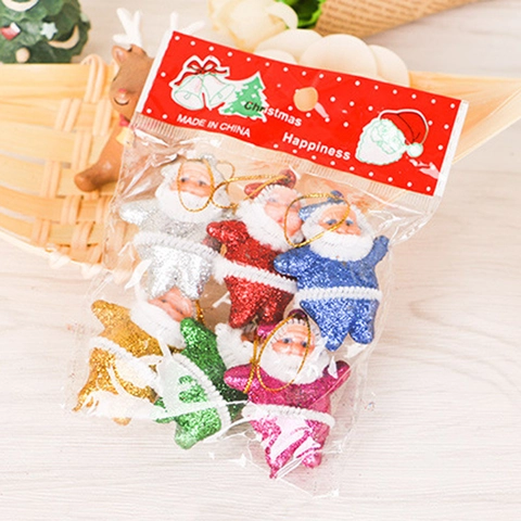 Christmas Tree Hanging Ornaments Glitter Santa Figurines Multicolor Plastic Festive Holiday Party Home Decor Decorations