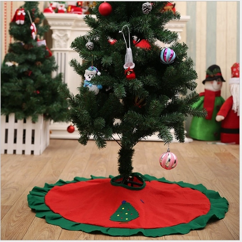 Gonna per Albero di Natale Rosso Verde Bordo a Balze Babbo Natale Pupazzo di Neve Motivo Tessuto non Tessuto Decorazione Casa